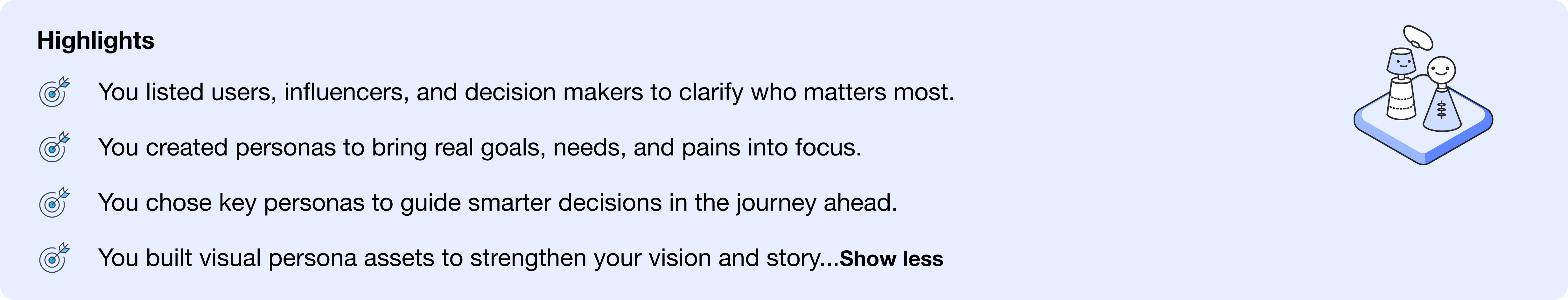 Highlights panel listing what the founder achieved