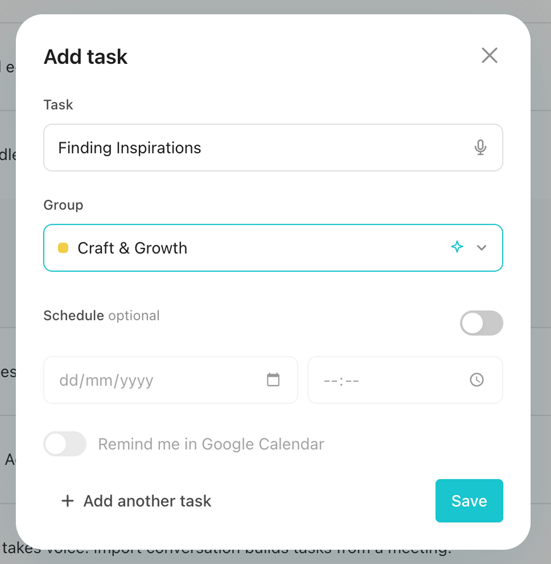 Adding a task by voice
