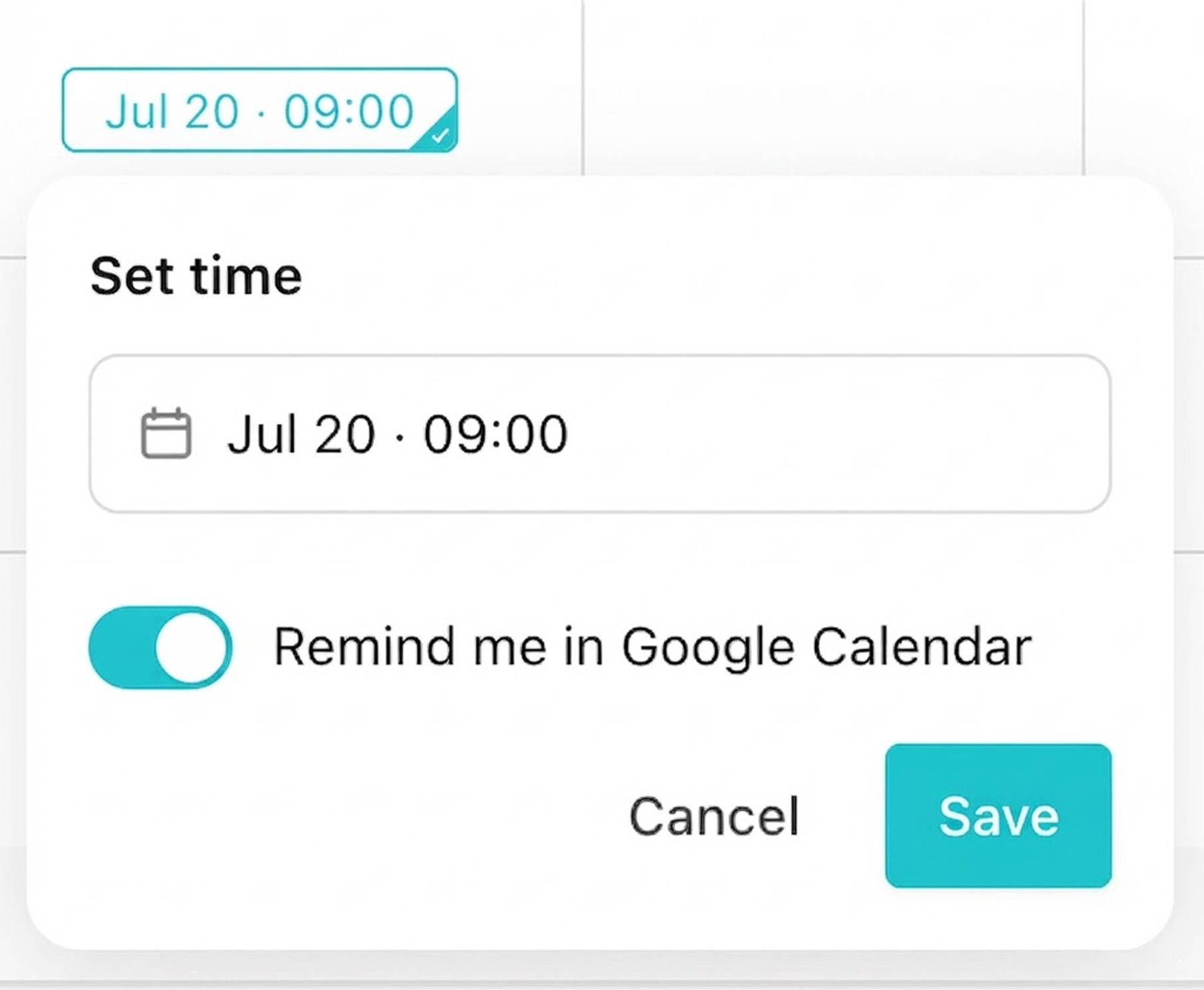 Google Calendar reminder toggle